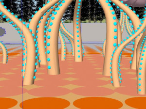 SU model of sculpture of octopus foot cloud city square Model 3D