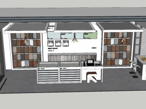 Toko ubin lantai model SU dalam ruangan Model 3D