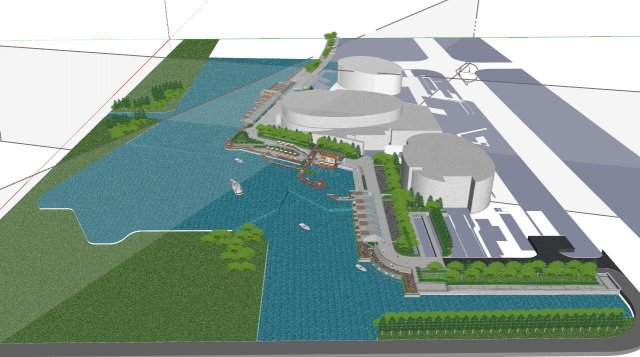 Landscape su Model of Waterfront Ribbon Park Model 3D .c4d .max .obj .3ds .fbx .stl .blend 