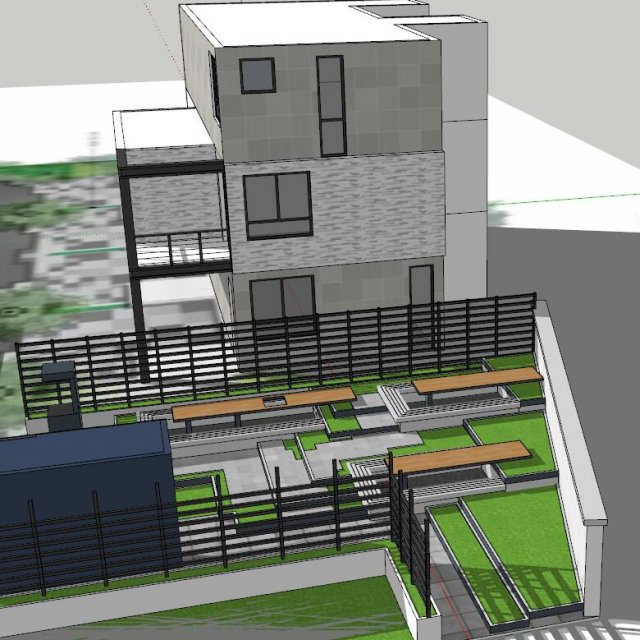 Modern style courtyard garden landscape 3D Модель .c4d .max .obj .3ds .fbx .stl .blend