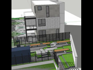 Paesaggio con giardino in stile moderno Modello 3D