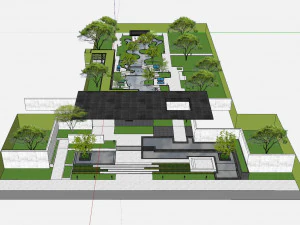 Modern style courtyard garden landscape SU 3D Model