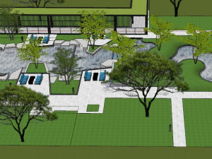 Modern style courtyard garden landscape SU Modelo 3D