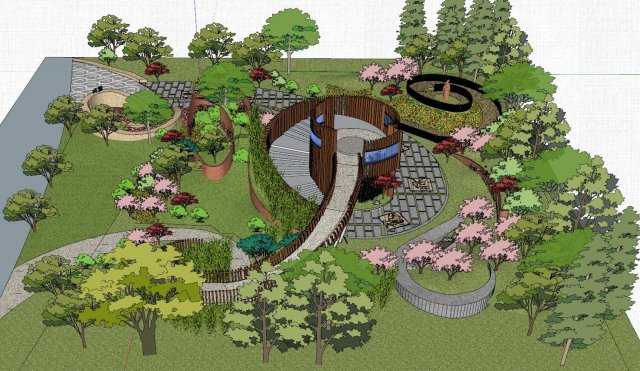SU Model for Node Design of observation platform in Culture Park 3D Model .c4d .max .obj .3ds .fbx .stl .blend 