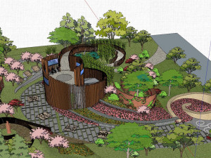 SU Model for Node Design of observation platform in Culture Park 3D Model