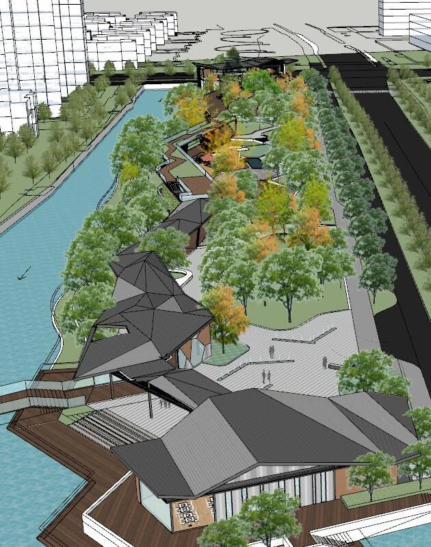 SU Model of Landscape Architecture in Ribbon Lakeside Park 3D Model .c4d .max .obj .3ds .fbx .stl .blend 