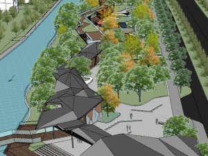 SU Model of Landscape Architecture in Ribbon Lakeside Park 3D Model