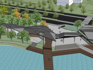 SU Model of Landscape Architecture in Ribbon Lakeside Park 3D Model
