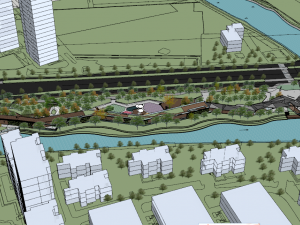 SU Model of Landscape Architecture in Ribbon Lakeside Park 3D Model