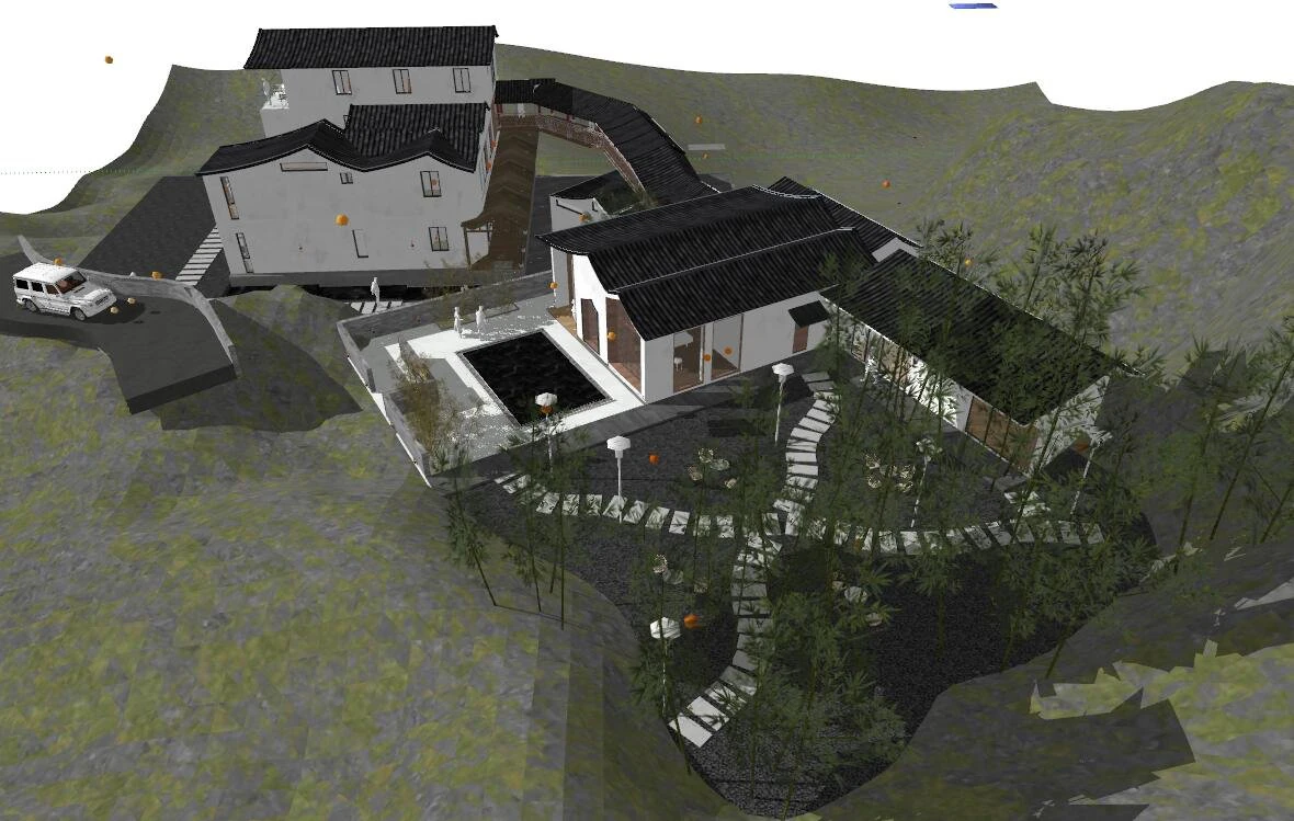SU model of modern style villa architecture 3D Model .c4d .max .obj .3ds .fbx .stl .blend 