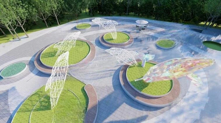 SU Model of Modern Whale Square Landscape 3D Model .c4d .max .obj .3ds .fbx .stl .blend 