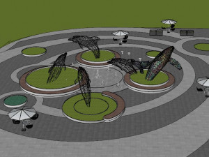 SU Model of Modern Whale Square Landscape 3D मॉडल