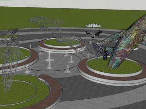 SU Model of Modern Whale Square Landscape 3D मॉडल