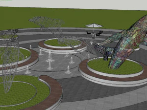 SU Model of Modern Whale Square Landscape 3D Model