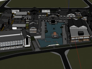 SU Model of Plaza Building in Commercial District 3D-Modell