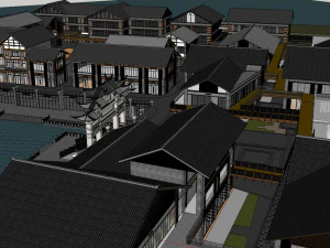 SU Model of Plaza Building in Commercial District 3D Model