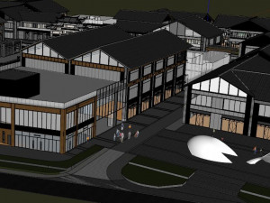 SU Model of Plaza Building in Commercial District 3D-Modell