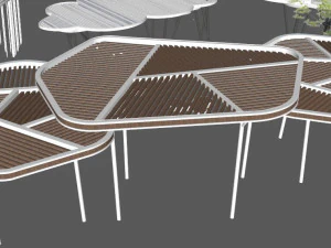 Collection of su gallery shelves in modern landscape 3D Model