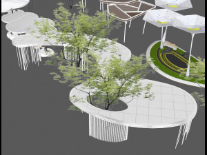 Collection of su gallery shelves in modern landscape 3D 模型