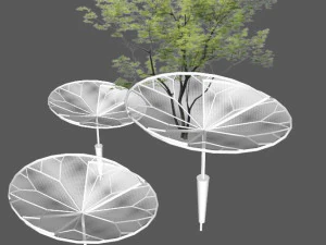 Collection of su gallery shelves in modern landscape 3D Model