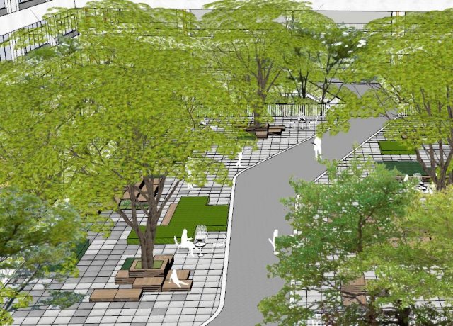 SU Model of Campus Plaza Landscape 3D Модель .c4d .max .obj .3ds .fbx .stl .blend 