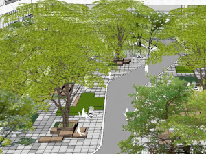 SU Model of Campus Plaza Landscape 3D Model