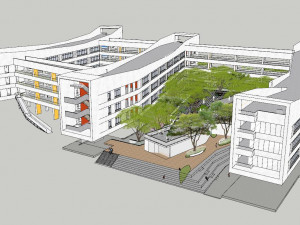 SU Model of Campus Plaza Landscape 3D Модель