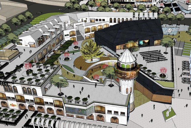 Su Model of Commercial Landscape in Modern Jian-ou Community 3D Model .c4d .max .obj .3ds .fbx .stl .blend