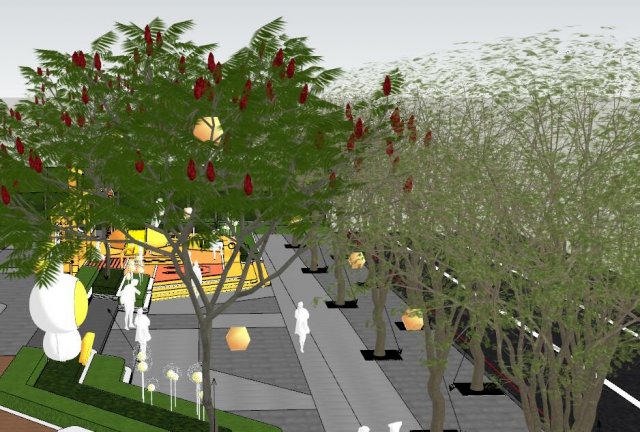 SU model of commercial street landscape 3D Model .c4d .max .obj .3ds .fbx .stl .blend 