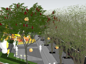 SU-модель коммерческого уличного ландшафта 3D Модель