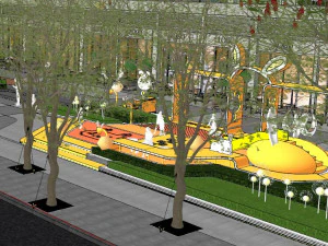 SU model of commercial street landscape 3D Model