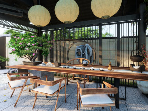 SU model of modern Chinese courtyard landscape 3Dモデル