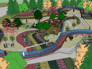 SU-Modell eines kleinen, umfassenden Parks 3D Modell