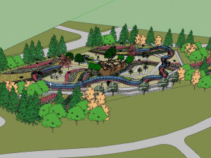 SU model of small comprehensive park Model 3D