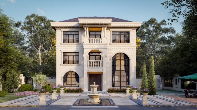 Single-family villa SU 3D मॉडल .c4d .max .obj .3ds .fbx .stl .blend 