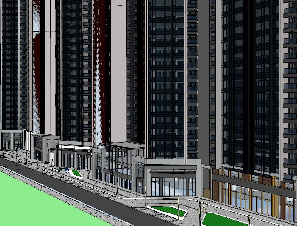 Su model of modern landscape in a residential area 3D Model .c4d .max .obj .3ds .fbx .stl .blend