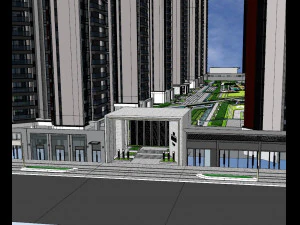 Su model of modern landscape in a residential area 3D Model