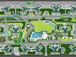 Su model of modern landscape in a residential area Modèle 3D