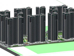 Su model of modern landscape in a residential area 3D Model