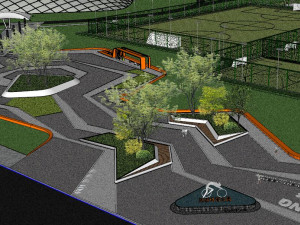 Su model of runway entrance in modern park 3D Model