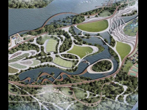 Modern &uuml;lke kapsamlı park manzarasının Park SU modeli 3D Model