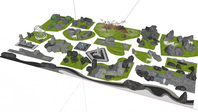 Collection of SU materials for stone landscape of sketch sculpture Model 3D .c4d .max .obj .3ds .fbx .stl .blend 