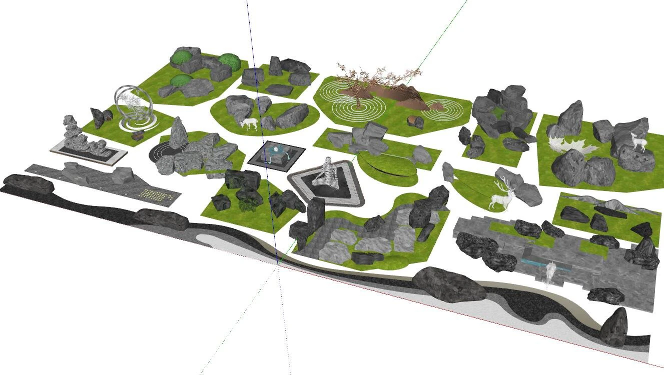 Collection of SU materials for stone landscape of sketch sculpture 3D Model .c4d .max .obj .3ds .fbx .stl .blend 