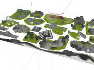 स्केच मूर्तिकला के पत्थर परिदृश्य के लिए एसयू सामग्री का संग्रह 3D मॉडल