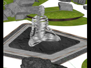 Collection of SU materials for stone landscape of sketch sculpture 3D Model