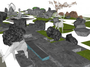 Collection of SU materials for stone landscape of sketch sculpture Model 3D