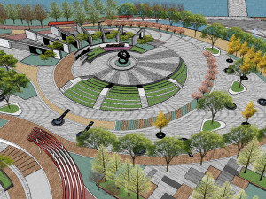 Landscape su Model of High-quality Comprehensive Park 3D Model