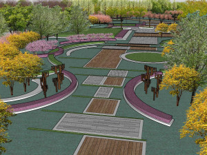 Landscape su Model of High-quality Comprehensive Park 3D Model