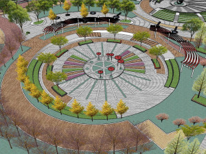 Landscape su Model of High-quality Comprehensive Park 3D Model