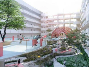 Paesaggio moderno dell'installazione del paesaggio dell'atrio del campus Modello 3D